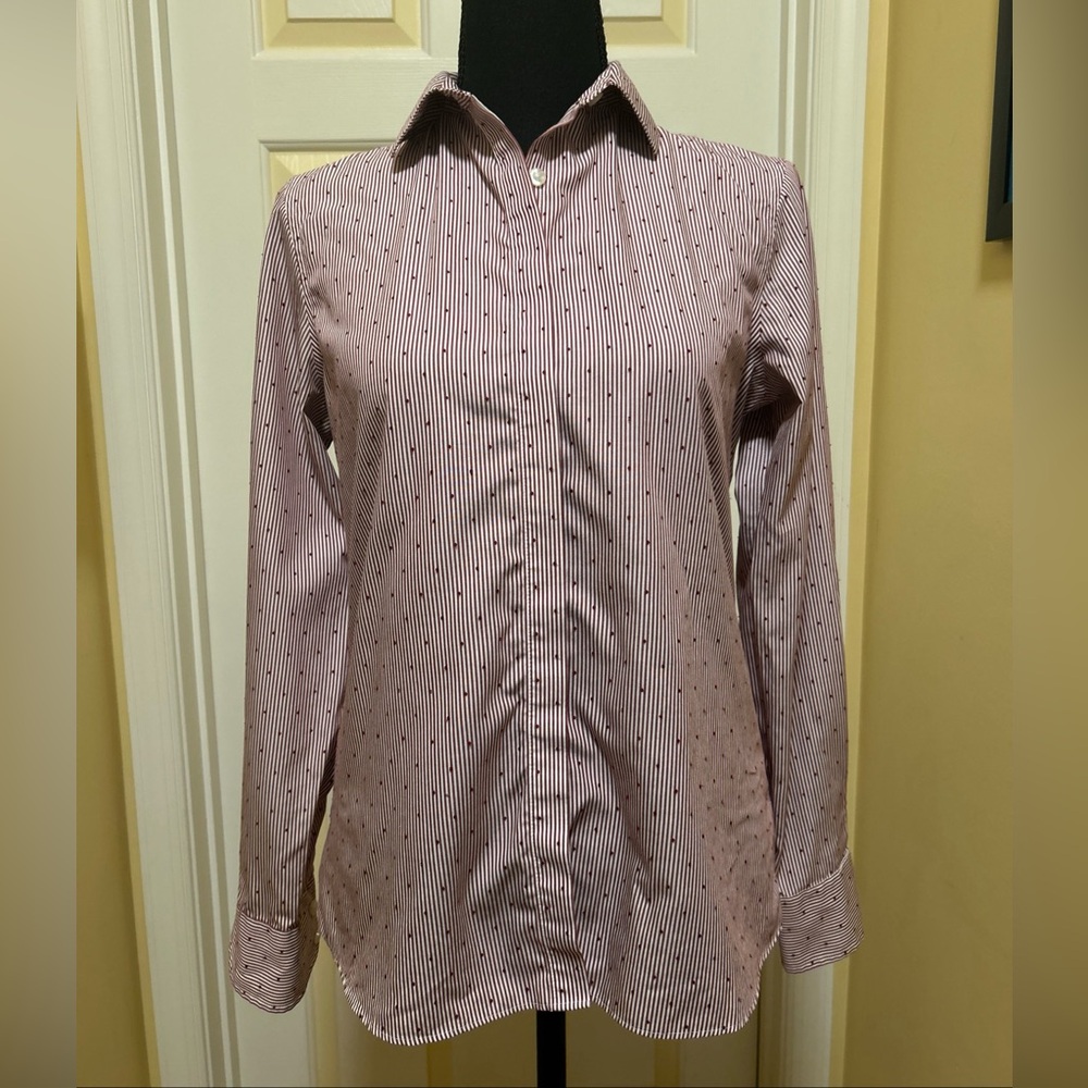 Lands' End Red and White Striped Shirt